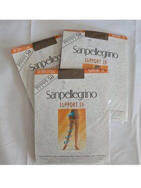 Vintage Sanpellegrino Italy Compression Support Tights Stockings SZ L 3 pairs